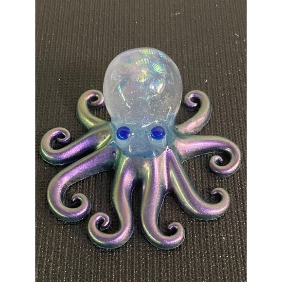 Handcrafted Resin Octopus Paperweight Figurine - Iridescent Tentacles With Blue - Picture 2 of 6